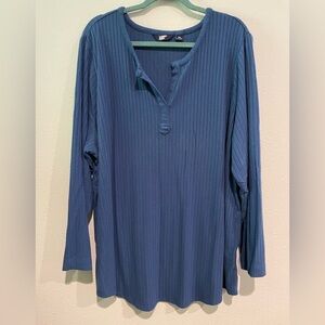 Women’s Lands End Royal blue striped textured long sleeve shirt Size 3X